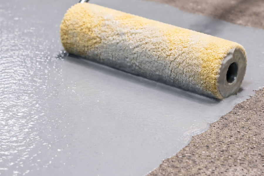 Roller Applying Pond Armor Concrete Sealer Epoxy