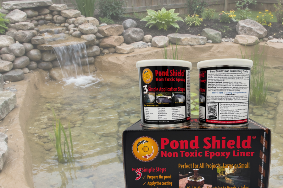 DIY Pond render using tan pond liner with shield