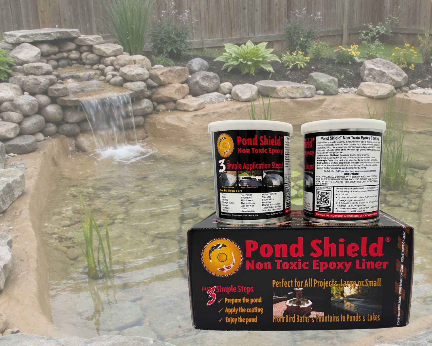 DIY Pond render using tan pond liner with shield